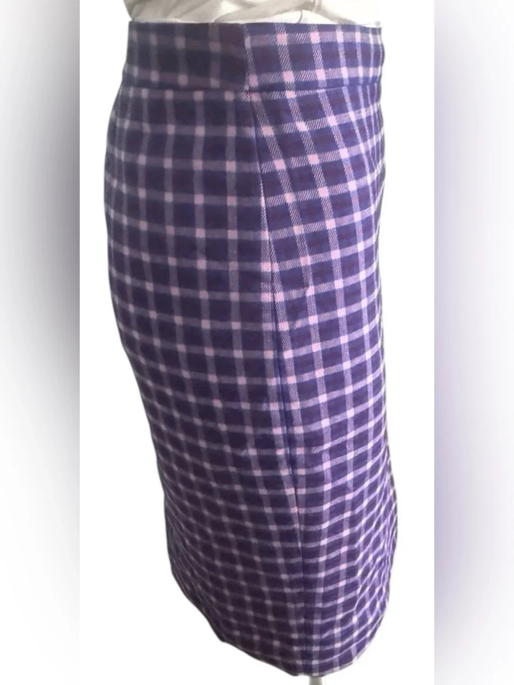 J. Crew Purple Plaid Pencil Skirt with Buttons Size 10